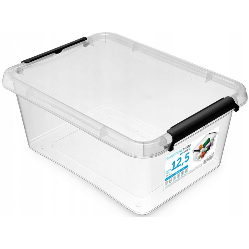 Moxom Basestore konteineris su dangčiu ir spaustukais, 39x29x16.5 cm, 12.5L – 2