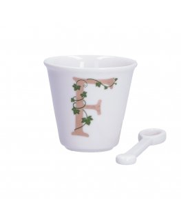 LA PORCELLANA BIANCA UNICO mug with spoon 75 ml, design F