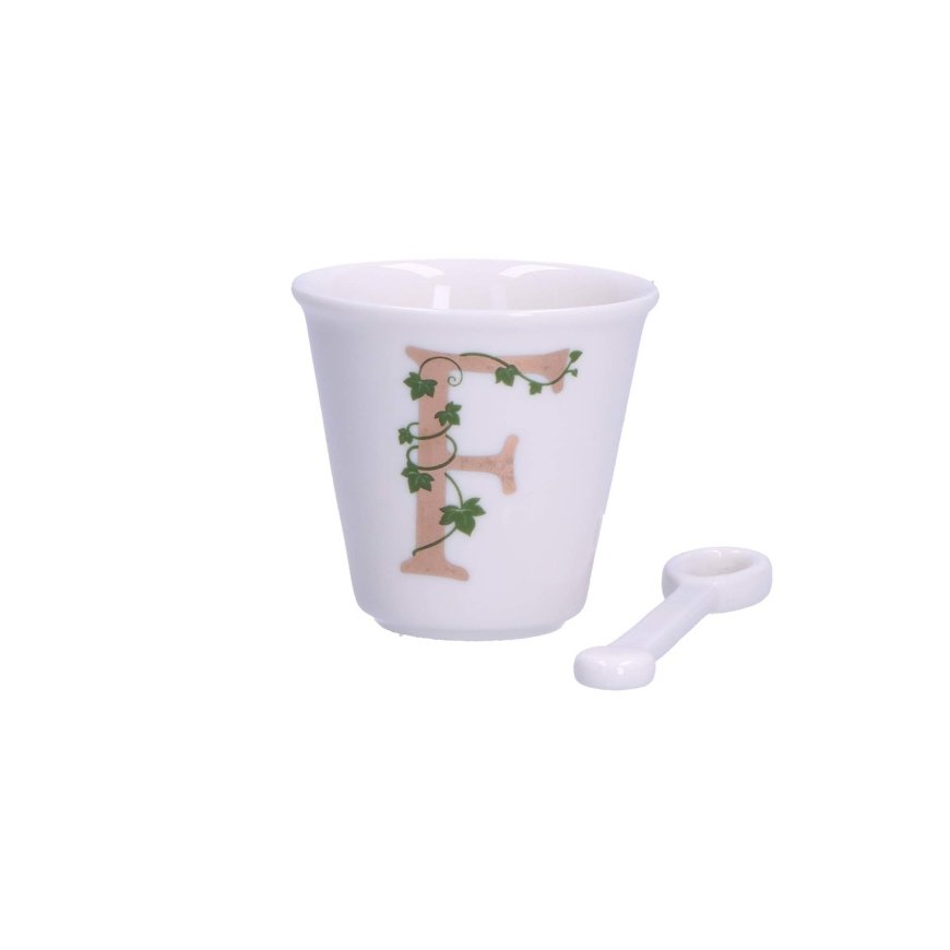 LA PORCELLANA BIANCA UNICO puodelis su šaukštu 75 ml, dizainas F – 2