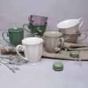 Diana mug with saucer, 380 ml, sage color AMBITION Diana mug with saucer, 380 ml, sage color AMBITION