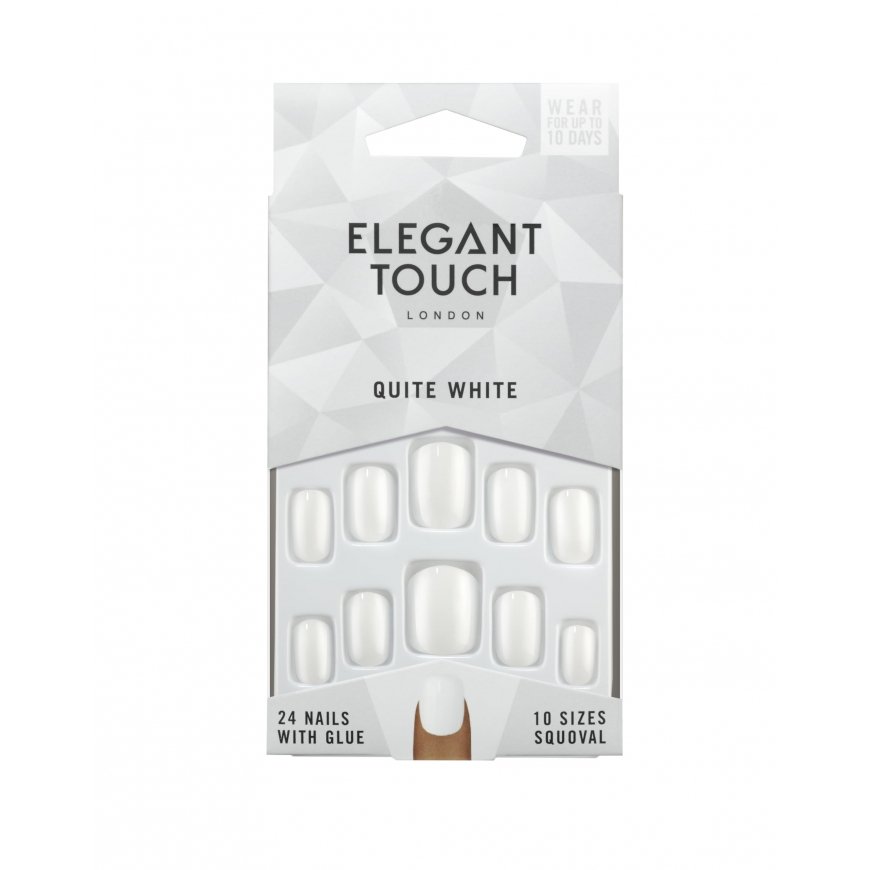 Elegant Touch Eleganttiikkaa kosketukseen, kiillotettu väri 24 kynsilakkaa liiman kanssa Squoval Quite Valkoinen – 2