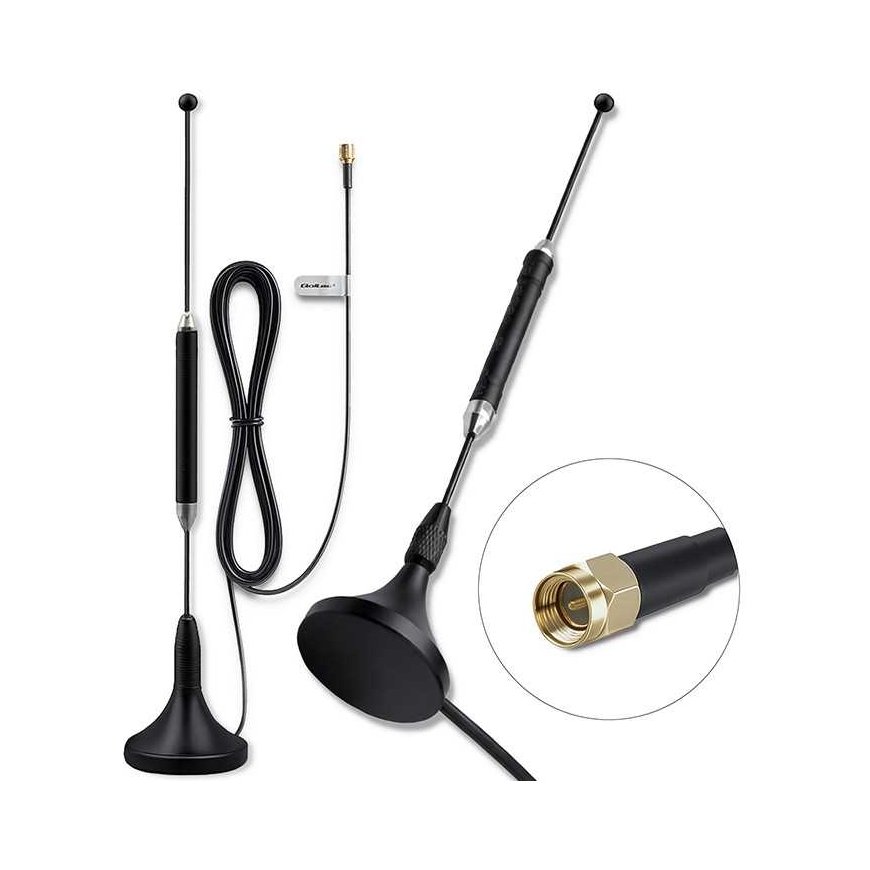 Qoltec 4G LTE -magnettipohjainen antenni | 5dBi | suuntaamaton | sisäkäyttöön | 600-2700 MHz | SMA | 3m