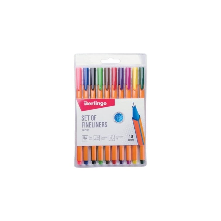 Berlingo, Rapido fineliner set, colored, 10 pcs, 0.4mm