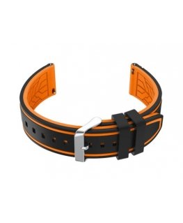 Pacific U14 rubber watch strap - black/orange - 22mm