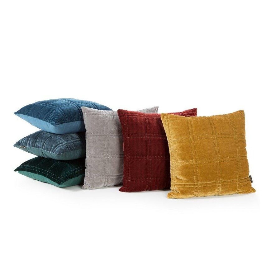 Eurofirany KRISTIN / 2 Velvet cushion covers with double embroidered geometric pattern, 45X45 cm, color: dark blue – 2