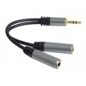 PremiumCord pārvēršanas kabelis HQ 3,5mm Jack Male - 2x Jack Female 15cm PremiumCord pārvēršanas kabelis HQ 3,5mm Jack Male - 2x Jack Female 15cm