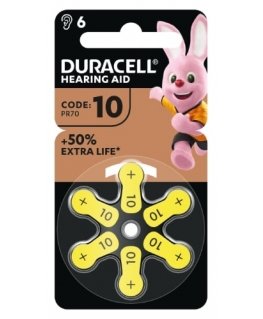Baterijas dzirdes aparātiem DURACELL 10 PR70, 6 gab.