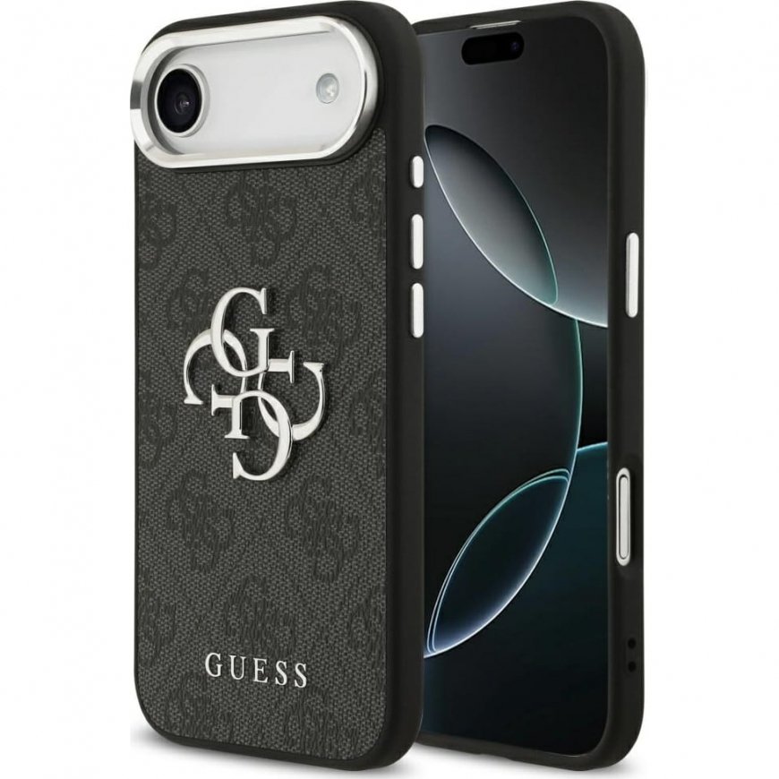 GUESS dėklas IPHONE 17 Air GUHCP17MP4G4SMCK (4G PU odinis dėklas su dideliu 4G ir klasikiniu logotipu bei sidabriniu metaliniu f – 2