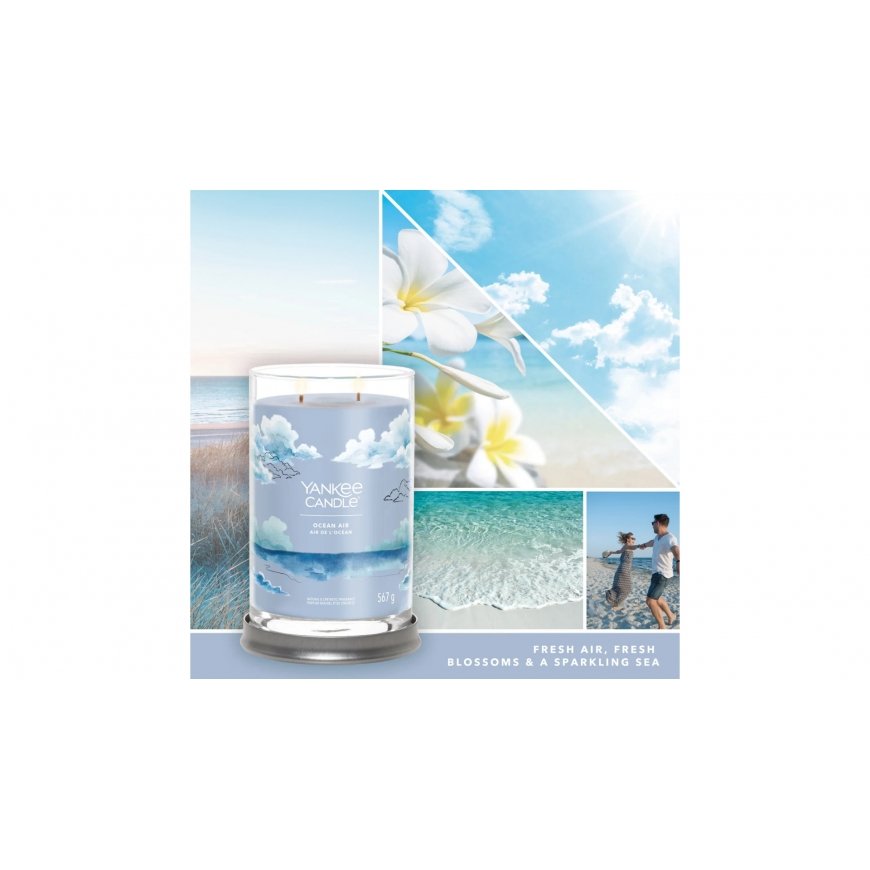 Yankee Candle Signature vahakynttilä Sylinteri Meripihka, Jasmiini, Santelipuu Sininen 1 kpl – 3