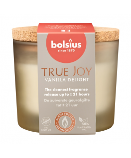 Candle aroma. glass gl. with cork True Joy Ø66x83mm vanilla deli