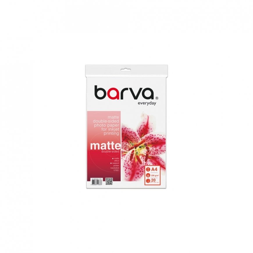 Fotopopierius Barva (IP-BE220-175) Everyday Dvipusis Matinis 220 g/m², A4, 20 lapų