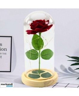 Eternal Red Rose in Glass Dome with LED Lighting