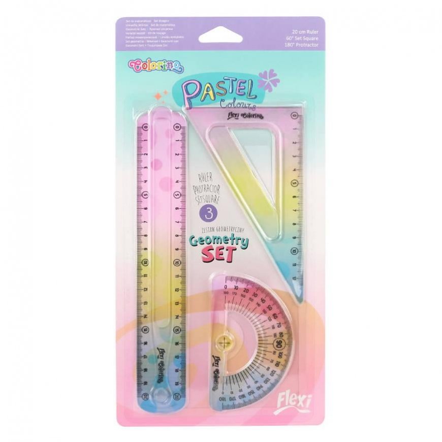 COLORINO Pastel Flexible Ruler Set, 3 Pieces