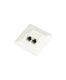 DATACOM Data Socket UTP CAT5E 2xRJ45 Recessed 45 Degrees. White