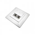 DATACOM Data Socket UTP CAT5E 2xRJ45 Recessed 45 Degrees. White
