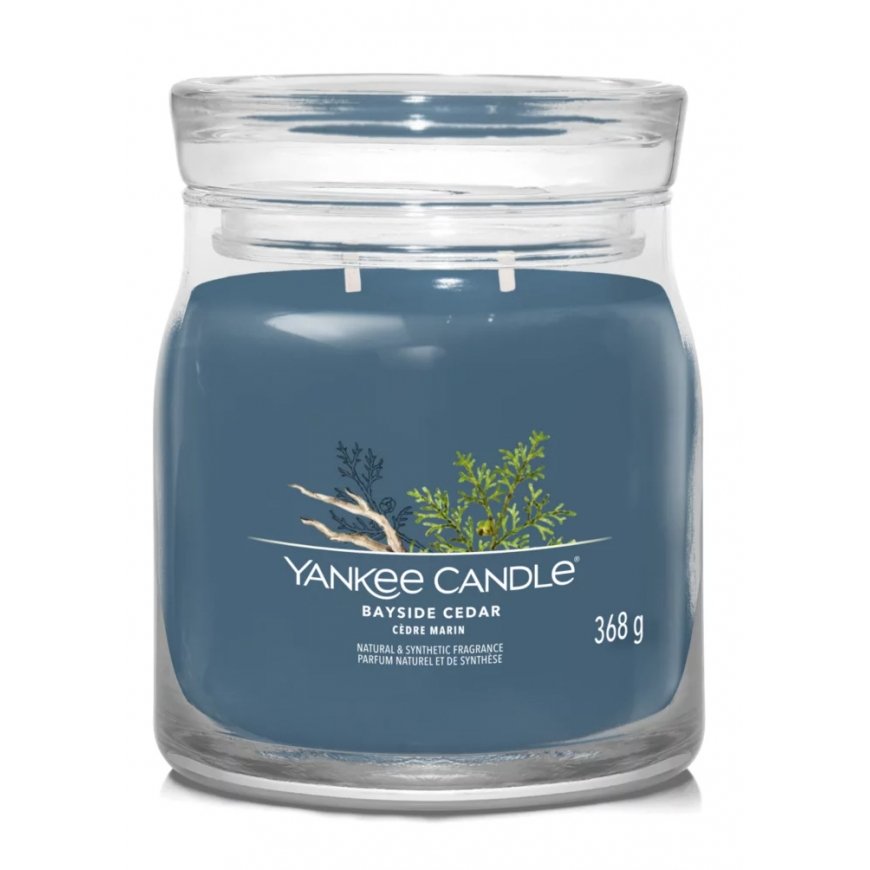 Yankee Candle Bayside Cedar vaško žvakė Cilindras Gintaras, Greipfrutas, Mandarinas Mėlyna 1 vnt