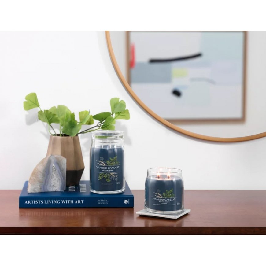 Yankee Candle Bayside Cedar vaško žvakė Cilindras Gintaras, Greipfrutas, Mandarinas Mėlyna 1 vnt – 3