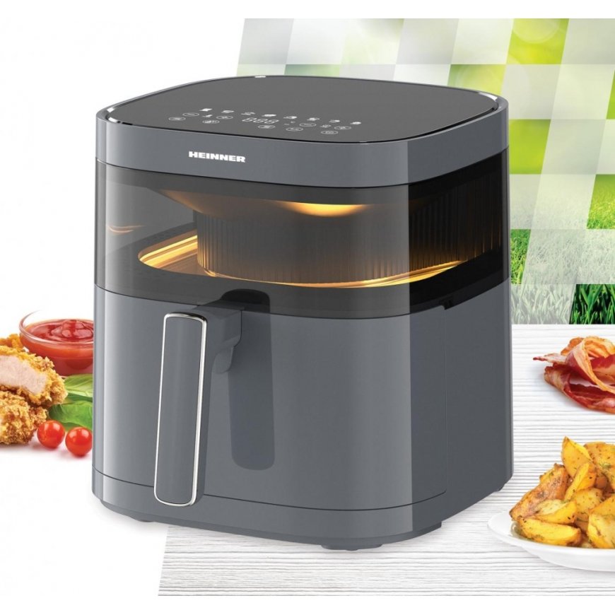 Heinner HAF-B6GRY17LG rasvakeitin Yksi 5,7 L Erillinen 1700 W Kuumakiertoilmakypsennin Harmaa – 4