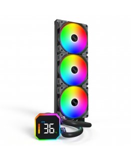 Montech HyperFlow Digital 360 Suoritin All-in-one-nesteenjäähdytin 12 cm musta 1 kpl