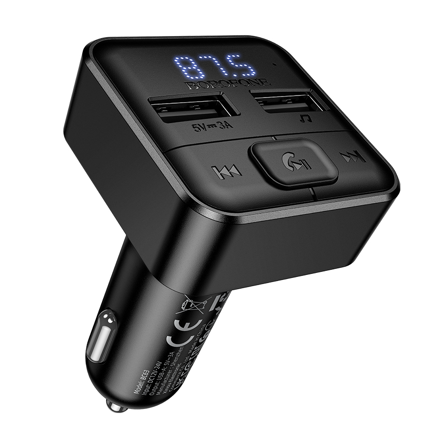 Borofone Transmitter FM BC63 Selecto MP3, Bluetooth - 2xUSB - bl