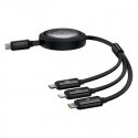 Baseus Free2Draw USB kabelis 1,1 m USB C USB C/Micro-USB B/Lightning Juoda Baseus Free2Draw USB kabelis 1,1 m USB C USB C/Micro-USB B/Lightning Juoda
