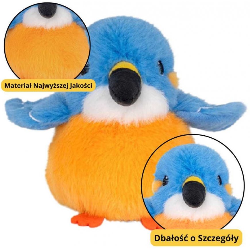 Lean Toys Plush Bird with Pendant, Blue and Orange, 12 cm