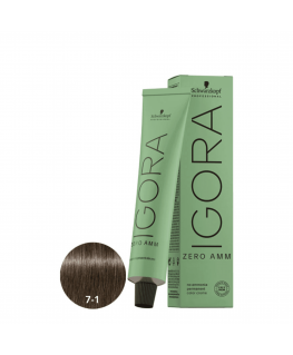 Schwarzkopf Professional Igora Zero Amm Hiustenväri 60ml - 7-1 | Keskiharmaa Blond