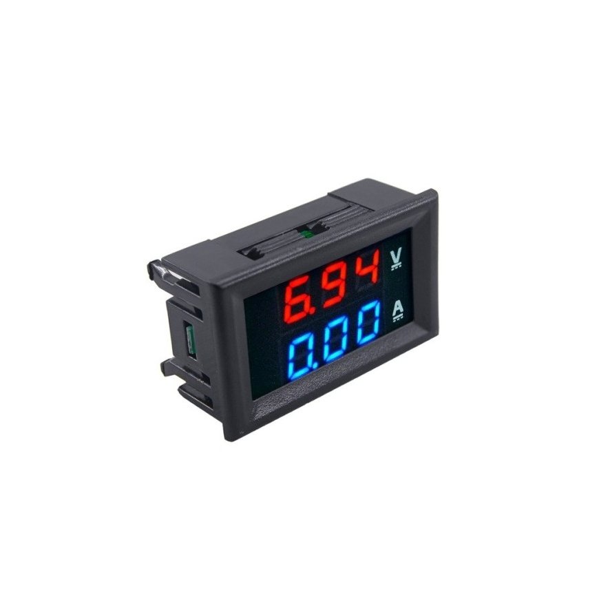 OEM Voltmeter and Ammeter 0-100V - 1A - 0.28" Red/Blue - with Case