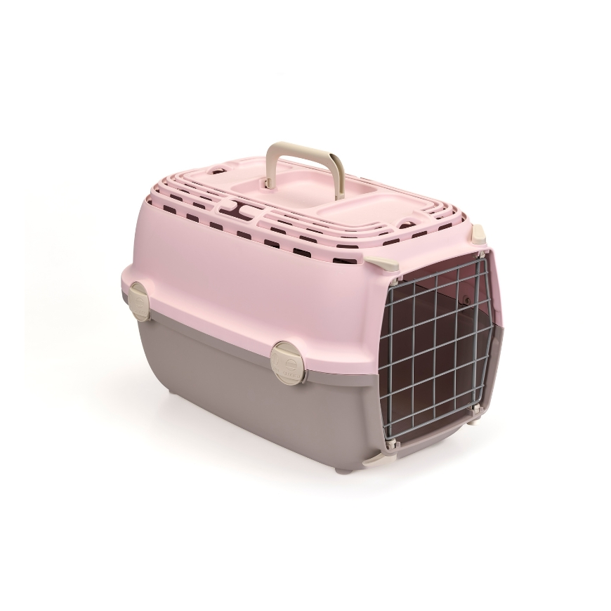 Transport cage Horizon 1 with metal door 48x32x30cm pink|gray