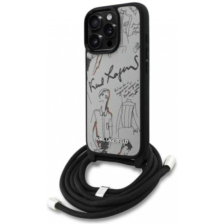 Karl Lagerfeld textured logo MagSafe case for iPhone 16 Pro Max, gray – 2