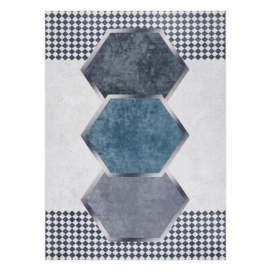 ARLEN RHOMBUS Style Rug, White Aztec Design, 80x150 cm, Hakano