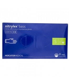 Mercator Одноразовые перчатки NITRYLEX Classic, нитриловые, без пудры, синего цвета, S, 100 шт.