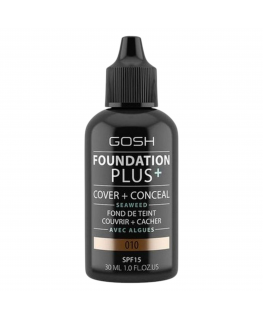 Gosh, Foundation Plus+, Cover & Conceal, Liquid Foundation, 010,