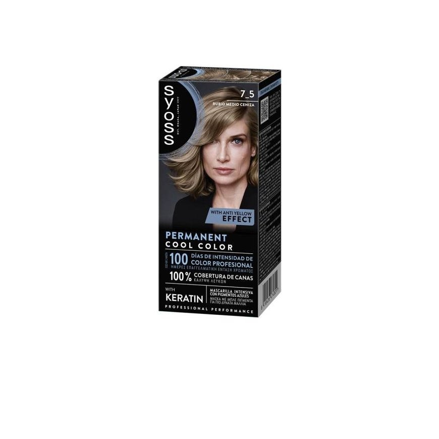 Syoss PERMANENT COOL COLOR 7.5-Medium Ash Blonde 1 pc