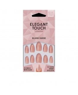 Elegant Touch Core Colour Nails With Glue Short Stiletto Blush Suede 24 U