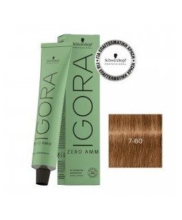 Schwarzkopf Professional Igora Zero Amm plaukų dažai 60 ml - 7-60 | Natūralus vidutinio šokoladinio blondino atspalvis