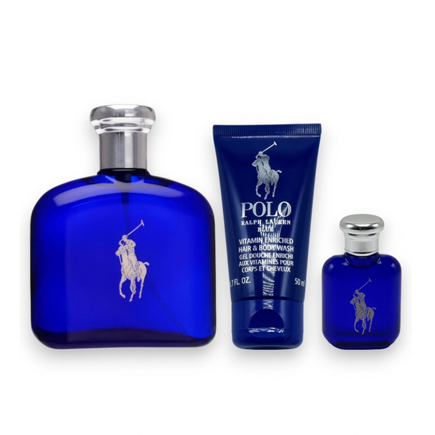 Set Ralph Lauren: Polo Blue, Eau De Parfum, For Men, 125 ml + Po
