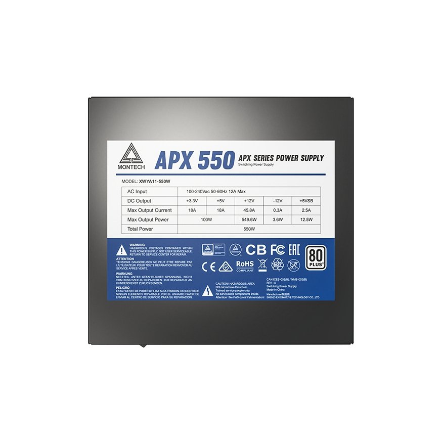 Montech APX550 virtalähdeyksikkö 550 W 20+4 pin ATX ATX musta – 4