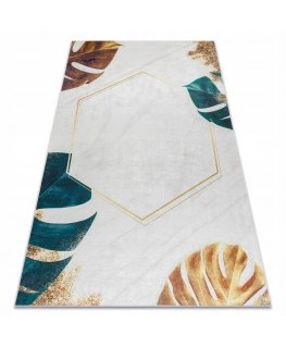 Tropinis kilimėlis ARLEN LEAVES1, baltos spalvos, glamour stiliaus, 120x170, Hakano.