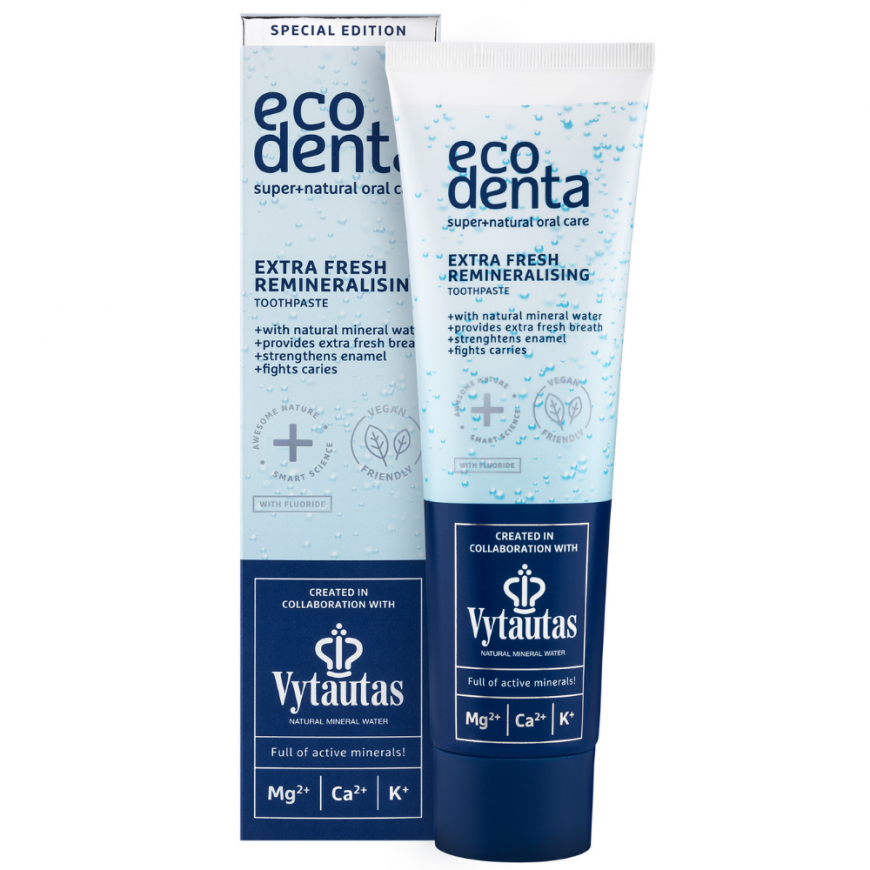 ECODENTA toothpaste is particularly refreshing and remineralizing with Vytautas mineral water, 100 ml – 2