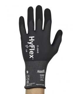 Apsauginās cimds Ansell HyFlex 11-840, 10. izmērs, ārkārtīgi plānas, neilons, spandeks. Nitrila putas plaukstas pārklājums. Mazu