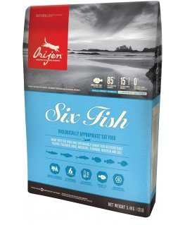Orijen Six Fish kissojen kuivamuona 5,4 kg Aikuinen Kala