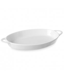 Ovāls cepšanas trauks ar rokturiem 165x105x30mm balts porcelāns - Hendi 784006