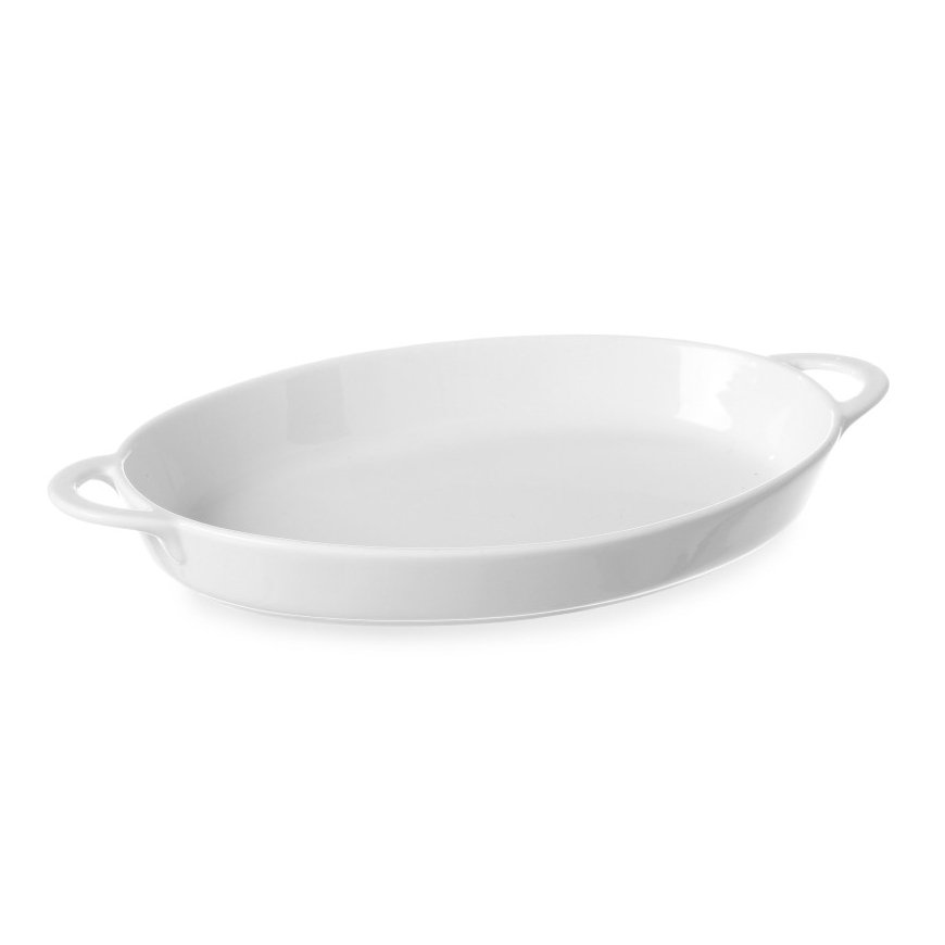 Oval baking dish with handles 165x105x30mm white porcelain - Hendi 784006