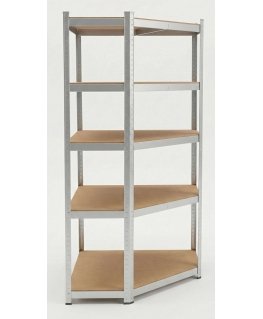 Pro Lentyna metal corner shelf, 5 tiers, 180×90×90×40, 175 kg, galvanized