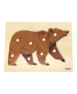 Viga Wooden Montessori Puzzle Bear with Pinski