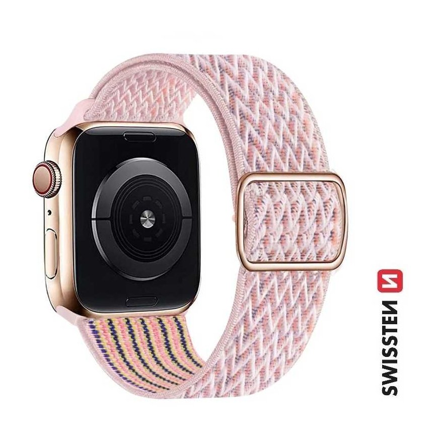 Beline Woven Nylon Parachute rannekkeet Apple Watch 42/44/45/49mm, vaaleanpunainen.