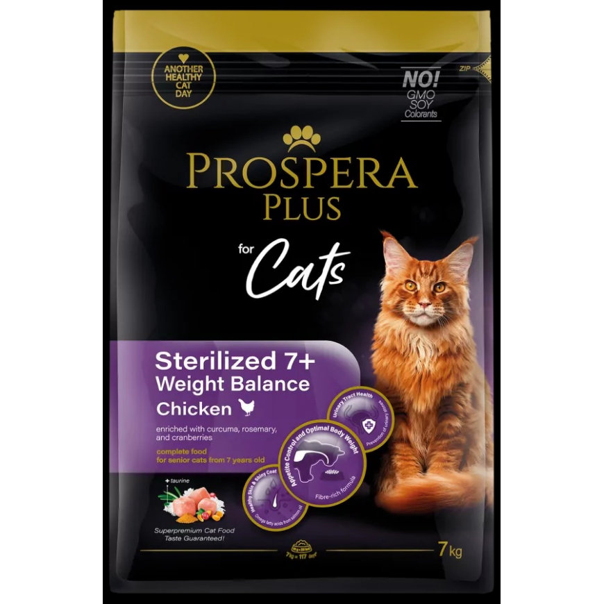 Barība kaķiem - Prospera Plus Sterilized 7+ Chicken Weight Balan