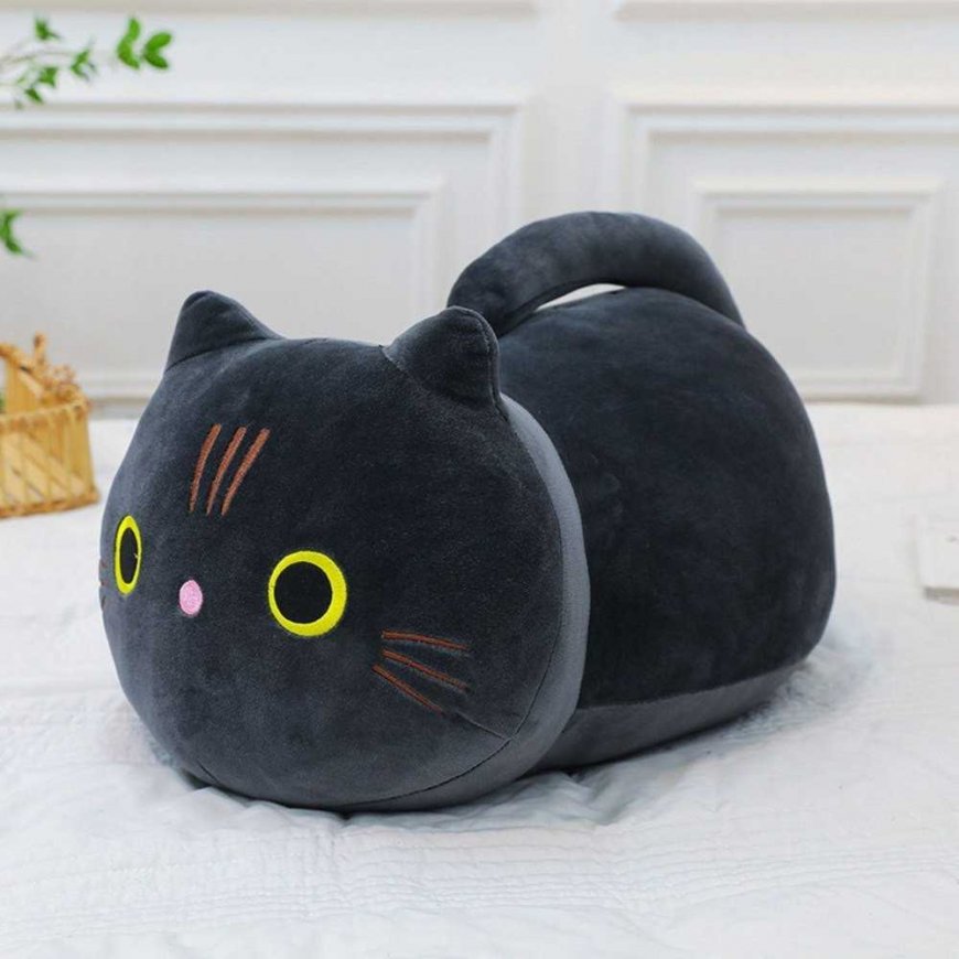 Lean Toys Soft Black Plush Cat with Long Tail, 40x20x18 cm – 2
