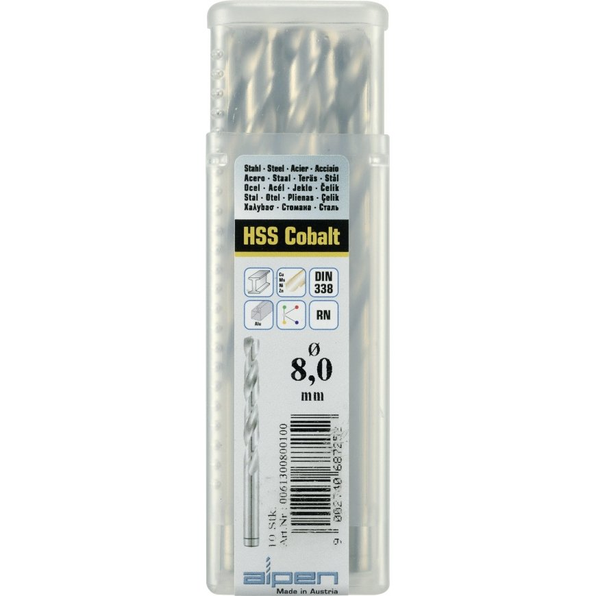cobalt drill bit, 8.0 mm, HSS-Co ALPEN [0061300800100]